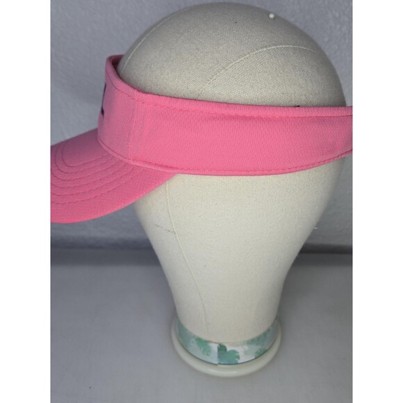 Sport-Tek Hat Cap Strap Back Polyester Athletic Womens Pink Solid Visor Golf - Picture 2 of 7